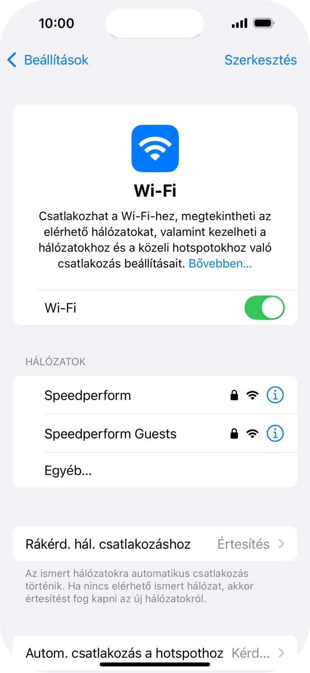 Kattints a kívánt Wi-Fi hálózatra, és írd be a Wi-Fi hálózathoz tartózó jelszót. Kattints a kívánt Wi-Fi hálózatra, és írd be a Wi-Fi hálózathoz tartózó jelszót.