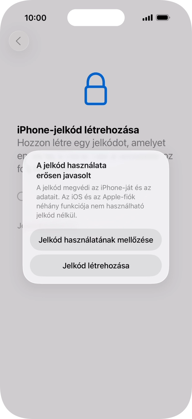 Ha kikapcsolod a funkciót, válaszd a Jelkód használatának mellőzése lehetőséget.
