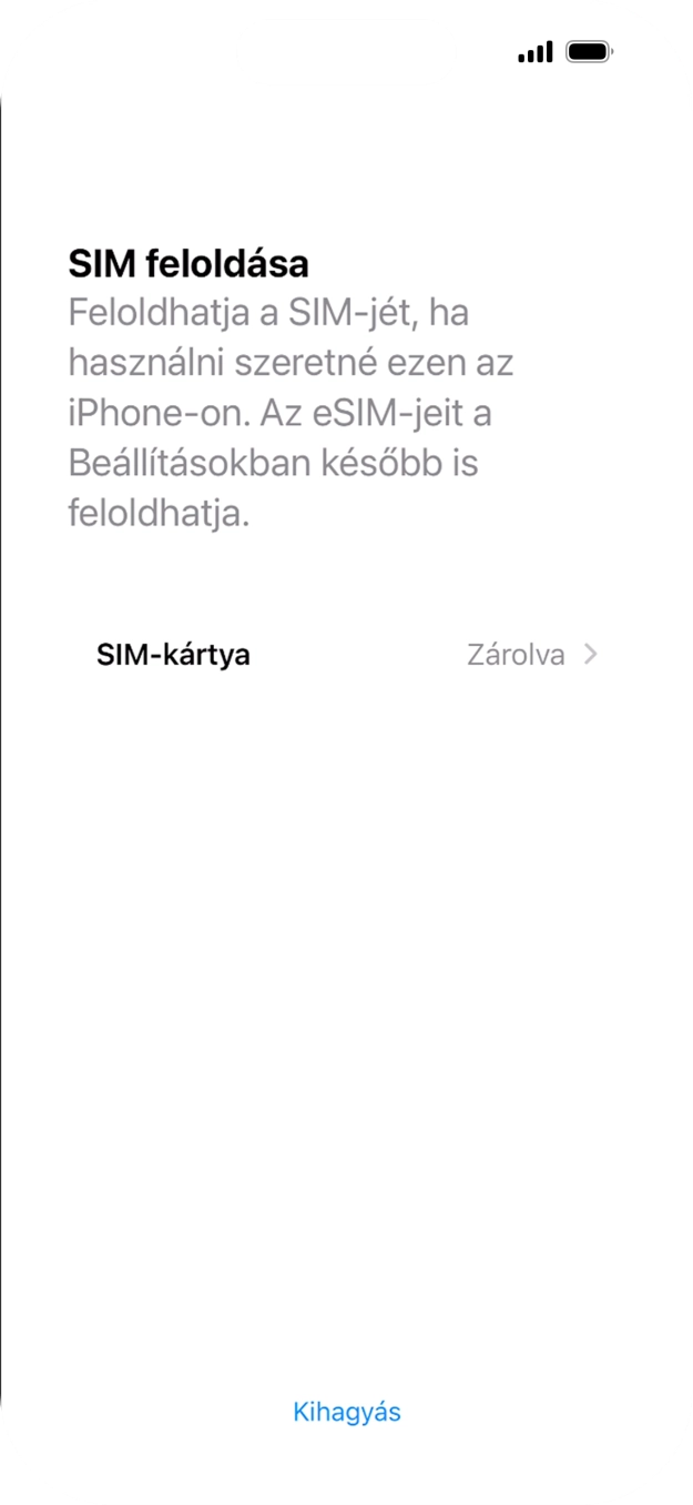 Válaszd a SIM-kártya lehetőséget.
