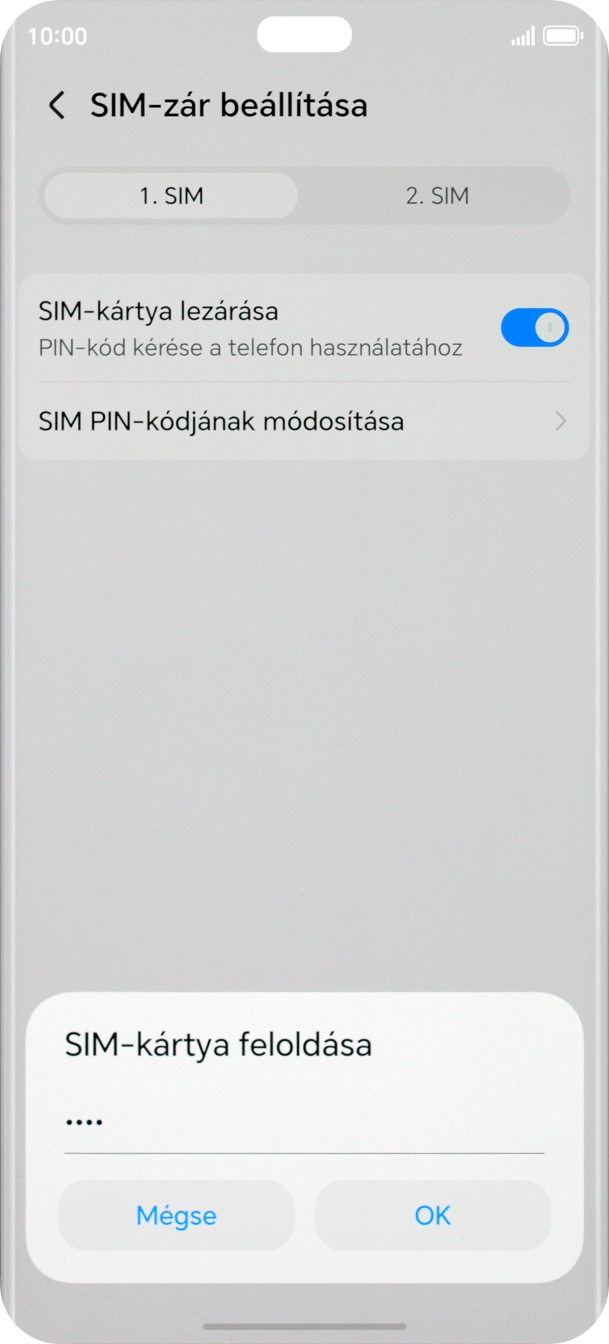 Írd be a PIN-kódot, és válaszd az OK lehetőséget.