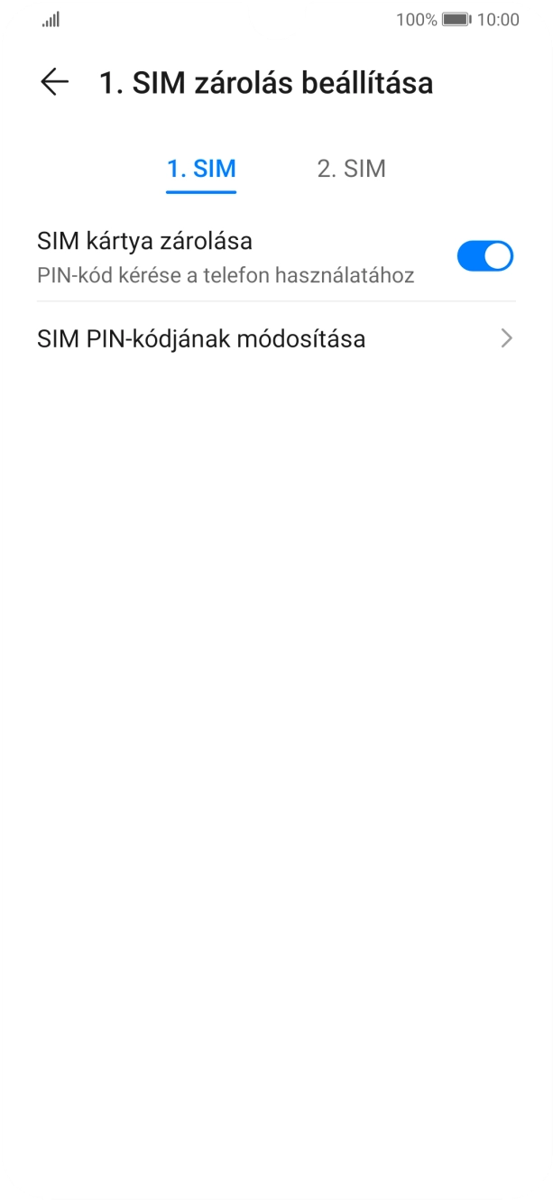 Kattints a „SIM kártya zárolása” melletti csúszkára a funkció be- vagy kikapcsolásához. Kattints a „SIM kártya zárolása” melletti csúszkára a funkció be- vagy kikapcsolásához.