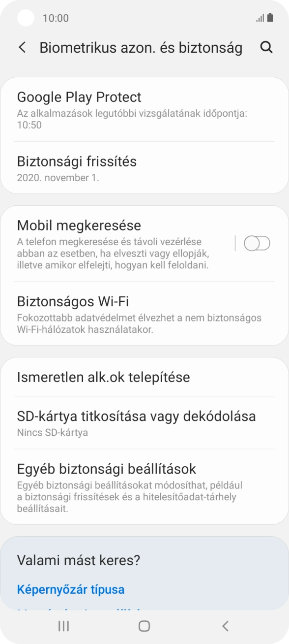 Válaszd az Egyéb biztonsági beállítások lehetőséget. Válaszd az Egyéb biztonsági beállítások lehetőséget.