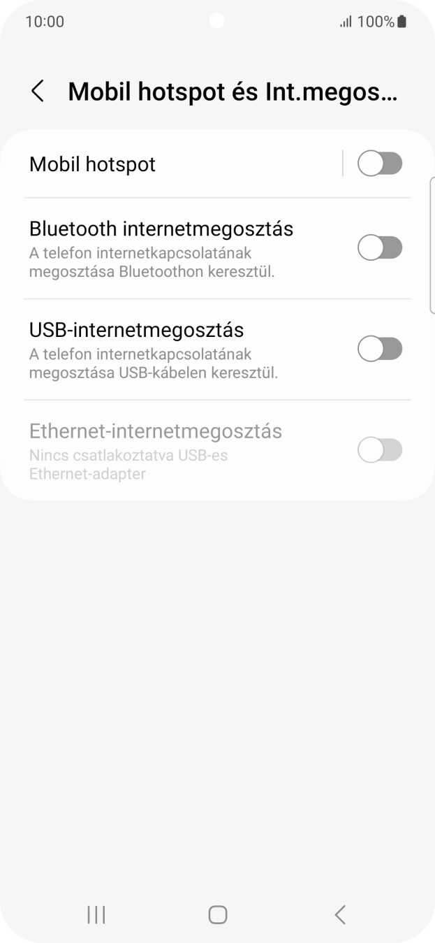 Válaszd a Mobil hotspot lehetőséget. Válaszd a Mobil hotspot lehetőséget.