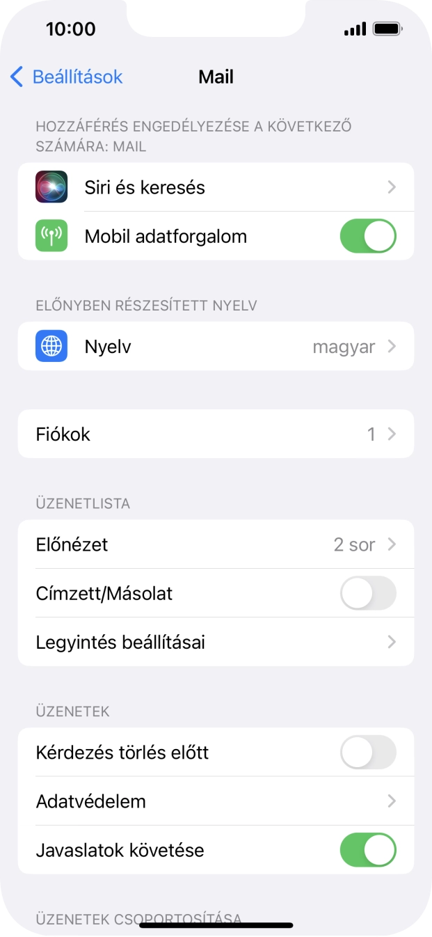 Válaszd a Fiókok lehetőséget.