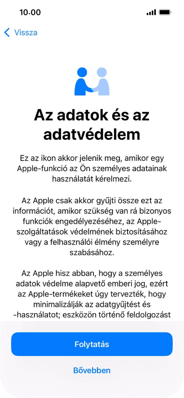 Válaszd a Folytatás lehetőséget.