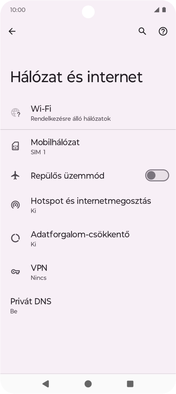 Válaszd a Mobilhálózat lehetőséget. Válaszd a Mobilhálózat lehetőséget.