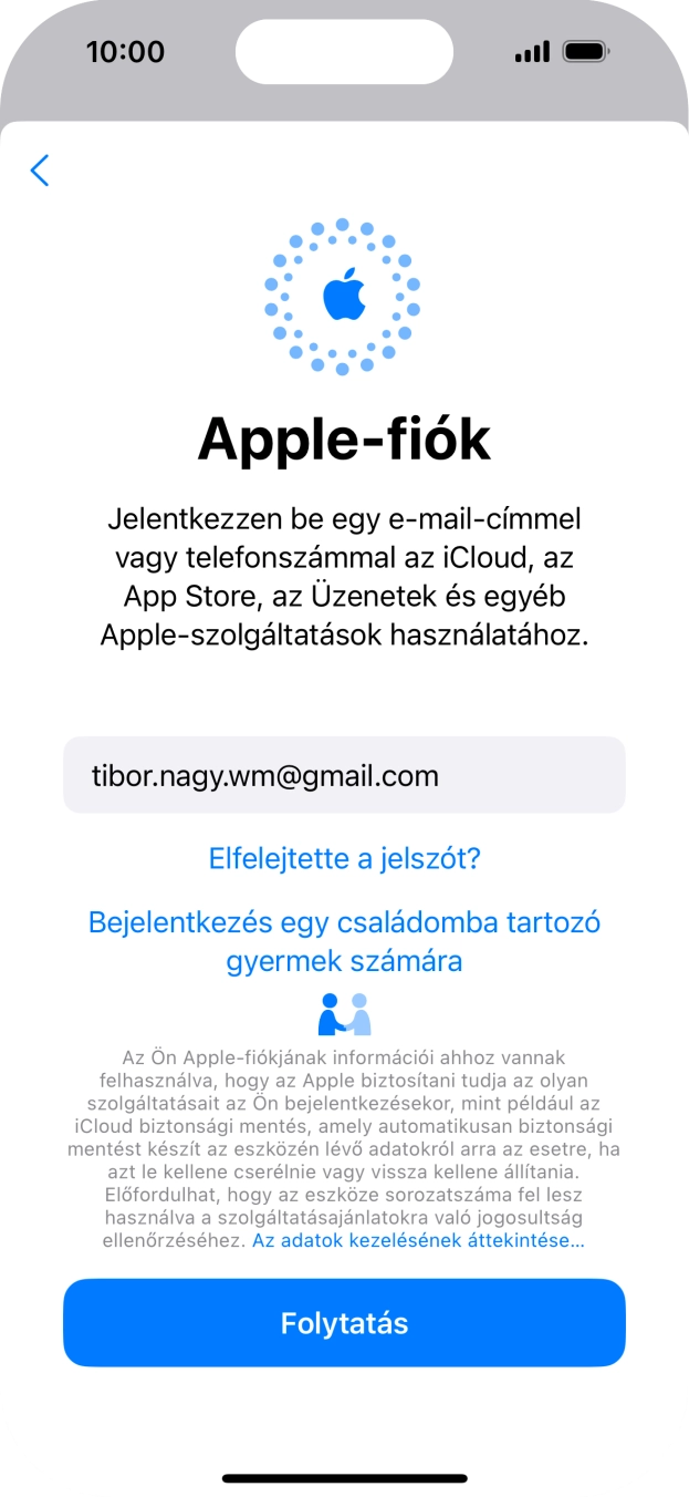 Válaszd a Folytatás lehetőséget.