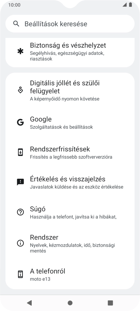 Válaszd a Rendszer lehetőséget.