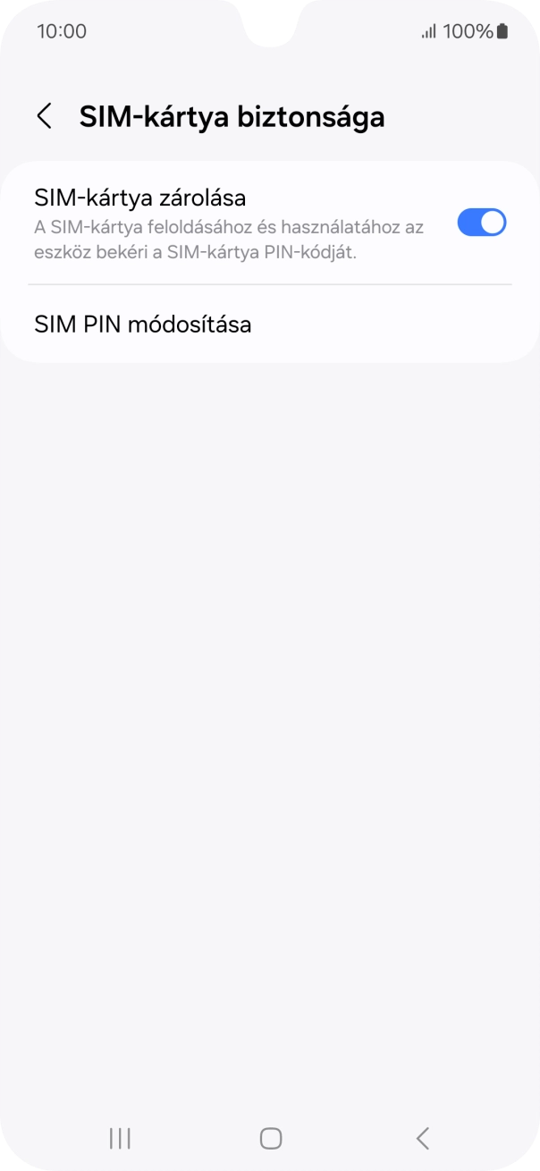 Kattints a „SIM-kártya zárolása” melletti csúszkára a funkció be- vagy kikapcsolásához. Kattints a „SIM-kártya zárolása” melletti csúszkára a funkció be- vagy kikapcsolásához.