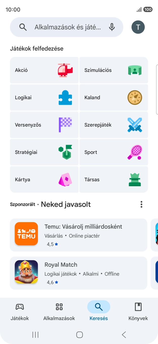 Kattints a keresés mezőre.