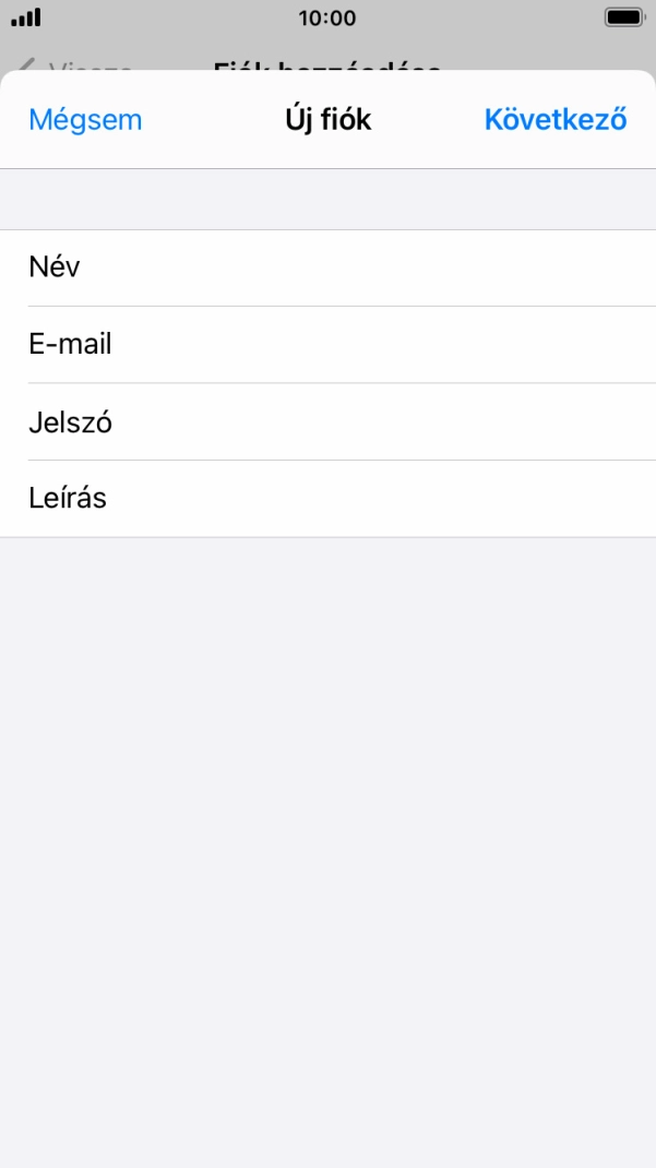 Kattints a Leírás mezőre, és írd be az e-mail-fiók kívánt nevét.