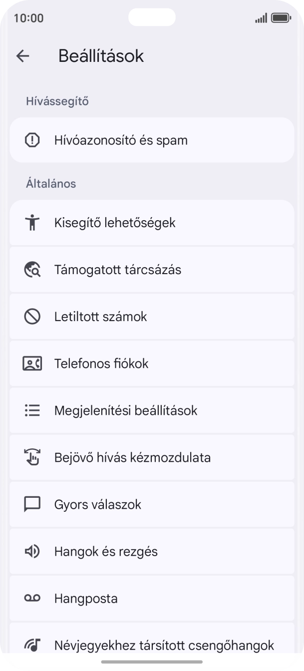 Válaszd a Telefonos fiókok lehetőséget.