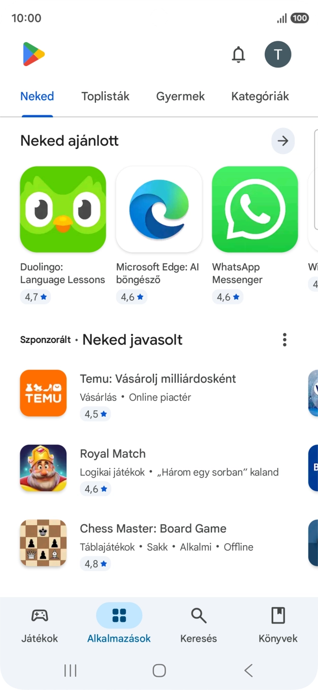 Válaszd a Keresés lehetőséget.