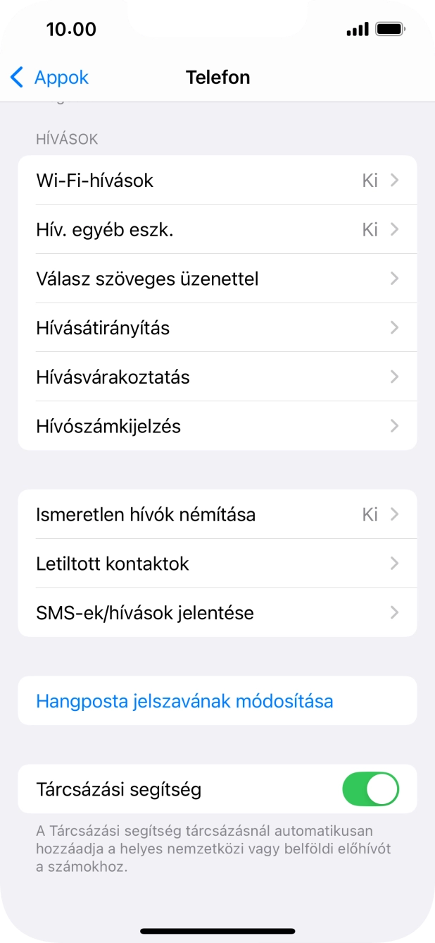 Válaszd a Hívószámkijelzés lehetőséget.