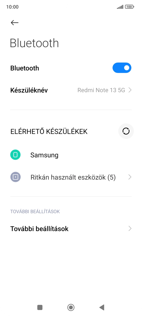 Válaszd ki a kívánt Bluetooth-eszközt, és kövesd a kijelzőn megjelenő utasításokat annak telefonodhoz történő csatlakoztatásához. Válaszd ki a kívánt Bluetooth-eszközt, és kövesd a kijelzőn megjelenő utasításokat annak telefonodhoz történő csatlakoztatásához.
