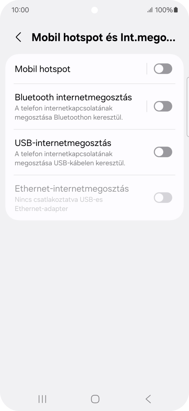 Válaszd a Mobil hotspot lehetőséget. Válaszd a Mobil hotspot lehetőséget.
