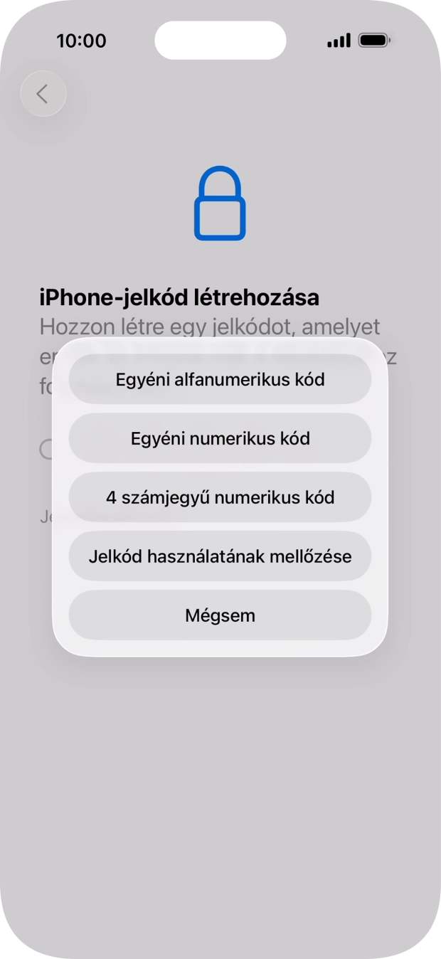 A képernyőzár használatának bekapcsolásához kövesd a képernyőn megjelenő utasításokat, vagy válaszd a Jelkód használatának mellőzése lehetőséget.