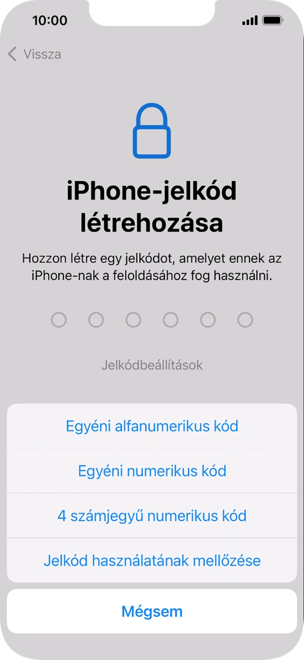 A képernyőzár használatának bekapcsolásához kövesd a képernyőn megjelenő utasításokat, vagy válaszd a Jelkód használatának mellőzése lehetőséget.