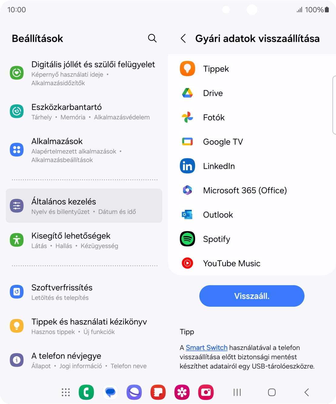 Válaszd a Visszaáll. lehetőséget.