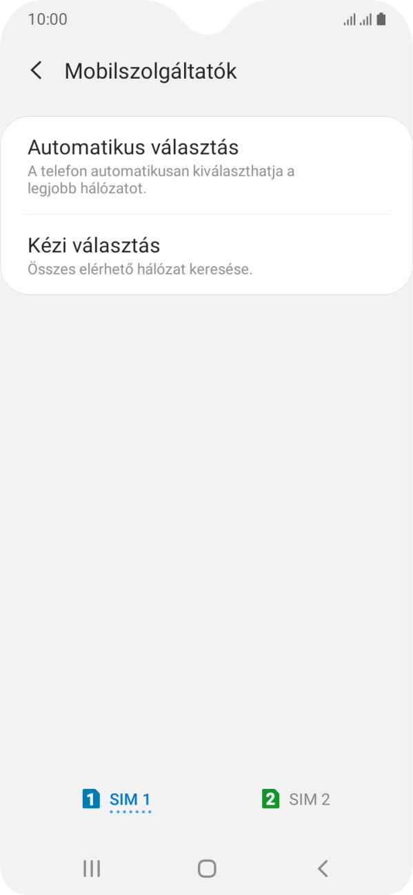 Kattints a kívánt SIM-kártyára. Kattints a kívánt SIM-kártyára.