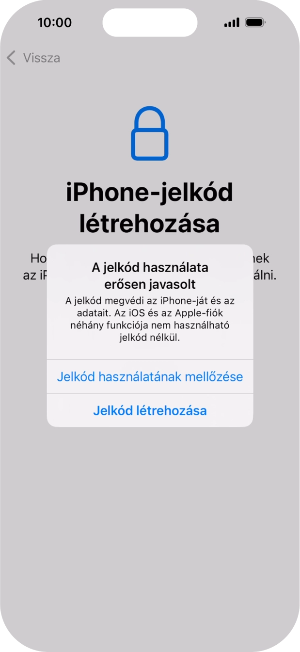 Ha kikapcsolod a funkciót, válaszd a Jelkód használatának mellőzése lehetőséget.
