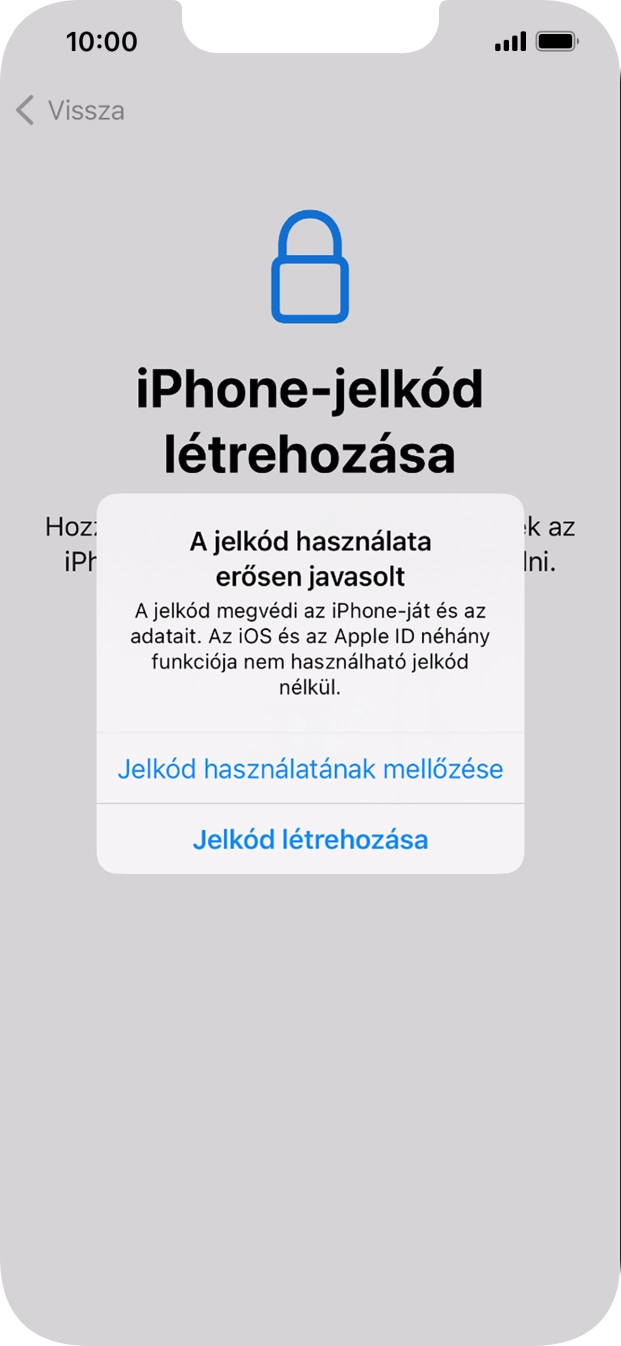 Ha kikapcsolod a funkciót, válaszd a Jelkód használatának mellőzése lehetőséget.