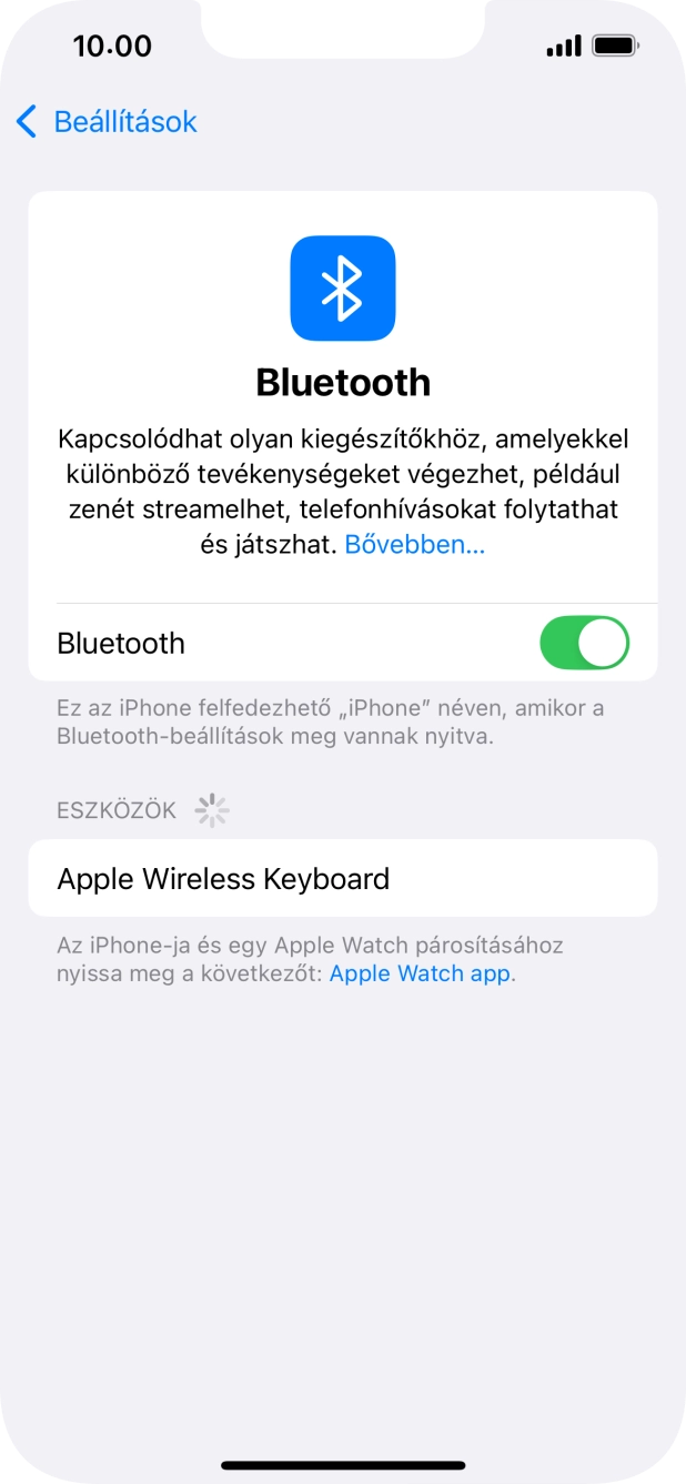 Válaszd ki a kívánt Bluetooth-eszközt, és kövesd a kijelzőn megjelenő utasításokat annak telefonodhoz történő csatlakoztatásához. Válaszd ki a kívánt Bluetooth-eszközt, és kövesd a kijelzőn megjelenő utasításokat annak telefonodhoz történő csatlakoztatásához.