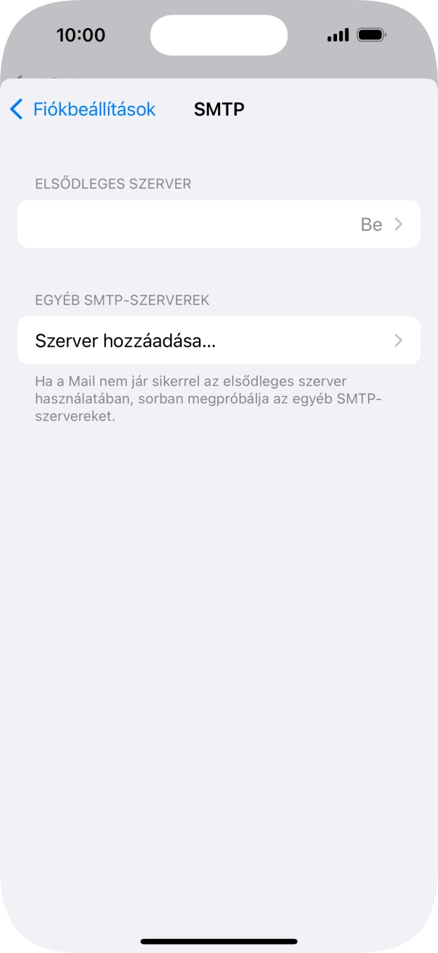 Kattints az „ELSŐDLEGES SZERVER” alatti mezőre.
