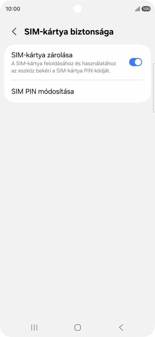 Kattints a „SIM-kártya zárolása” melletti csúszkára a funkció be- vagy kikapcsolásához.