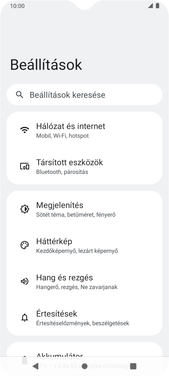 Válaszd a Hálózat és internet lehetőséget. Válaszd a Hálózat és internet lehetőséget.
