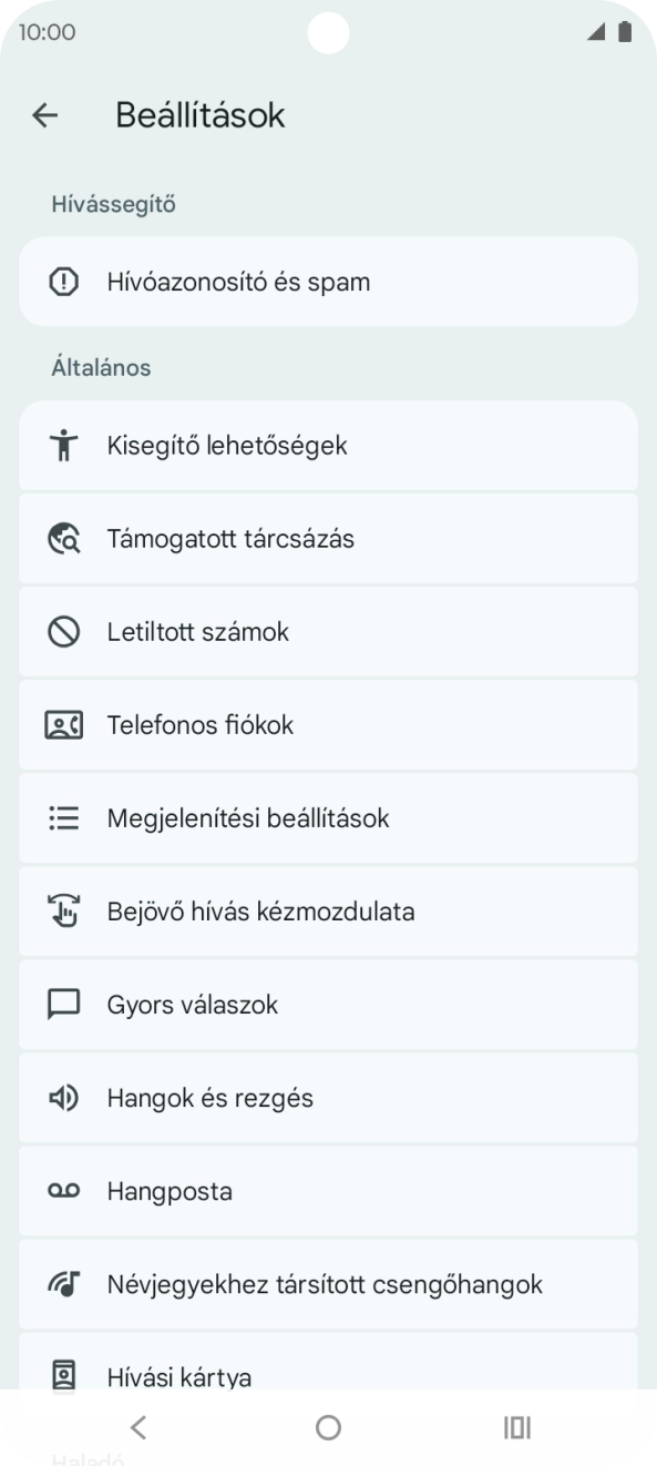 Válaszd a Telefonos fiókok lehetőséget.