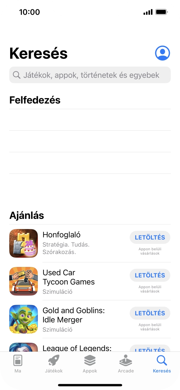 Kattints a keresés mezőre, és írd be a keresett alkalmazás nevét vagy tárgykörét.
