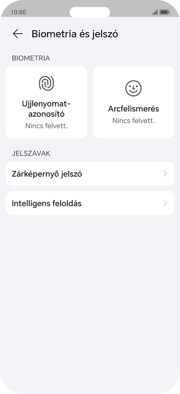 Válaszd az Ujjlenyomat-azonosító lehetőséget. Válaszd az Ujjlenyomat-azonosító lehetőséget.