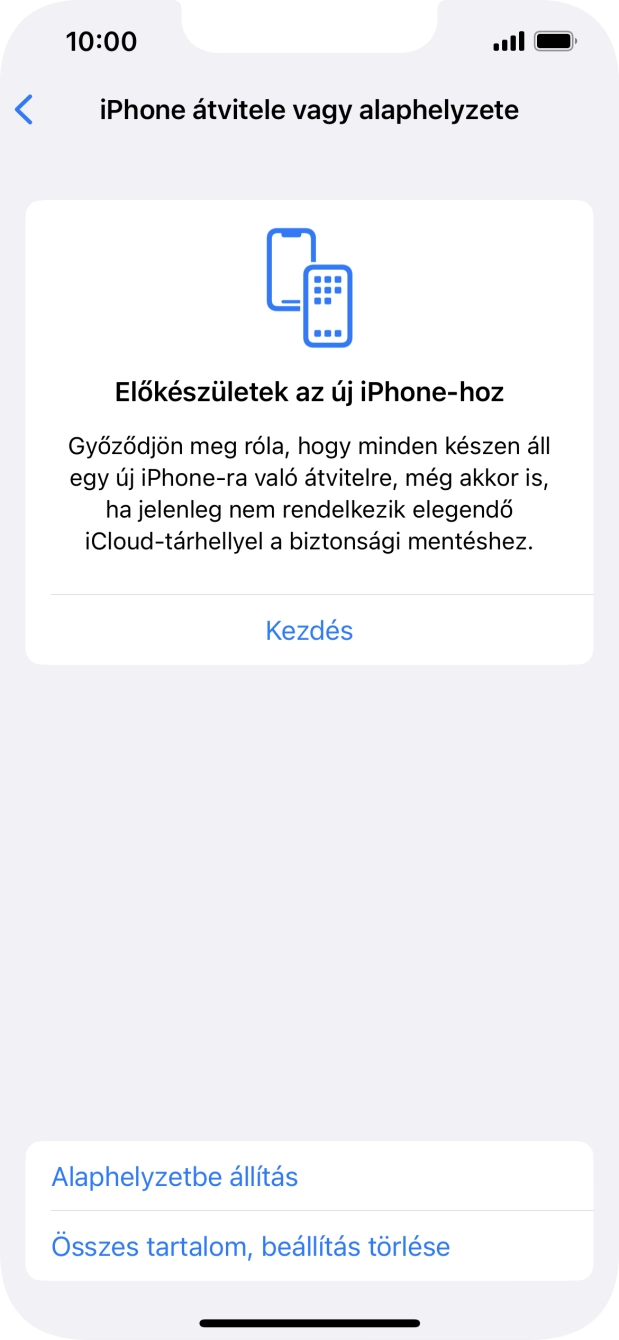 Válaszd az Alaphelyzetbe állítás lehetőséget.