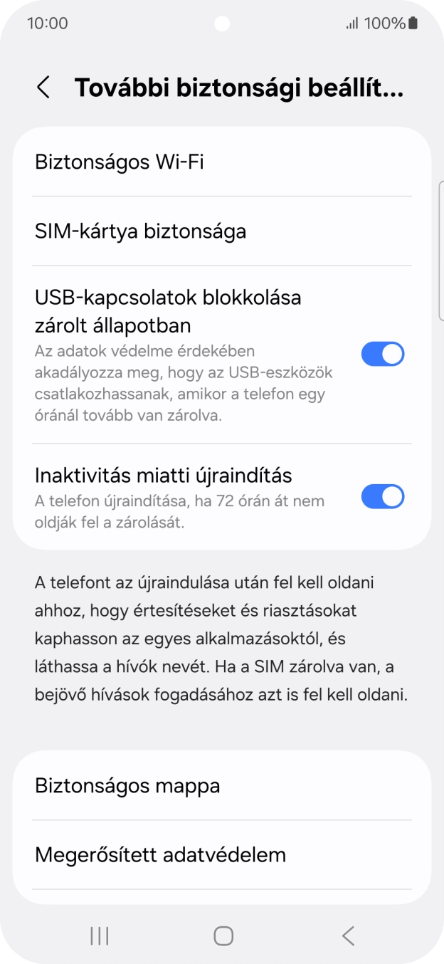 Válaszd a SIM-kártya biztonsága lehetőséget.