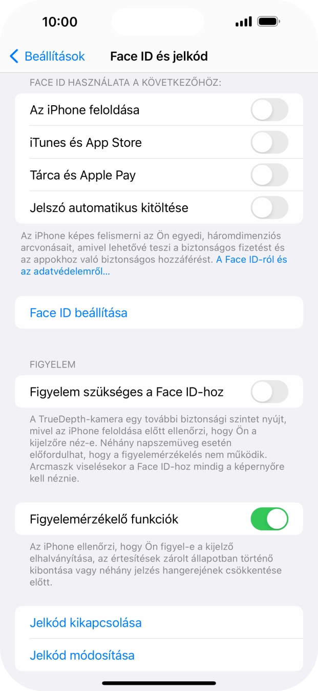 Válaszd a Jelkód kikapcsolása lehetőséget, és írd be a képernyőzárkódot. Válaszd a Jelkód kikapcsolása lehetőséget, és írd be a képernyőzárkódot.