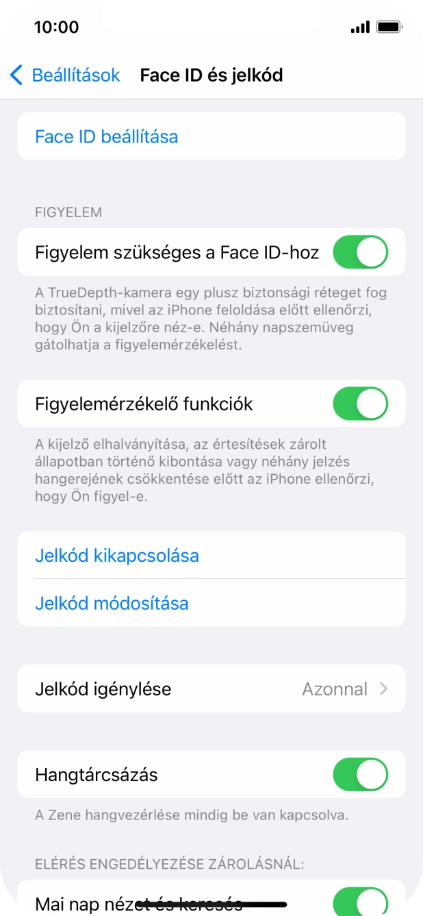Válaszd a Jelkód kikapcsolása lehetőséget, és írd be a képernyőzárkódot. Válaszd a Jelkód kikapcsolása lehetőséget, és írd be a képernyőzárkódot.