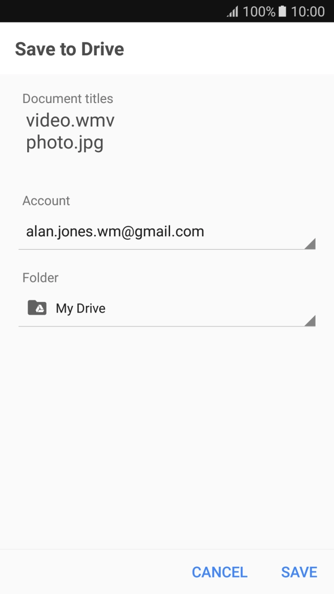 Press the field below 'Folder'.