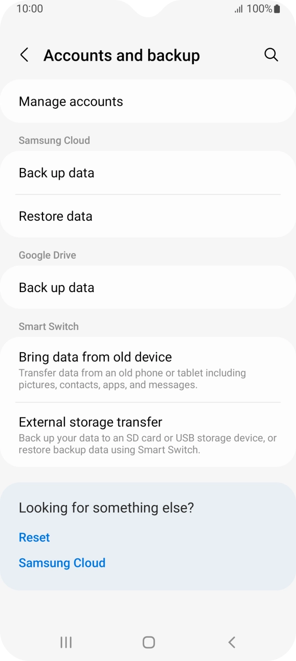 Press Manage accounts. Press Manage accounts.