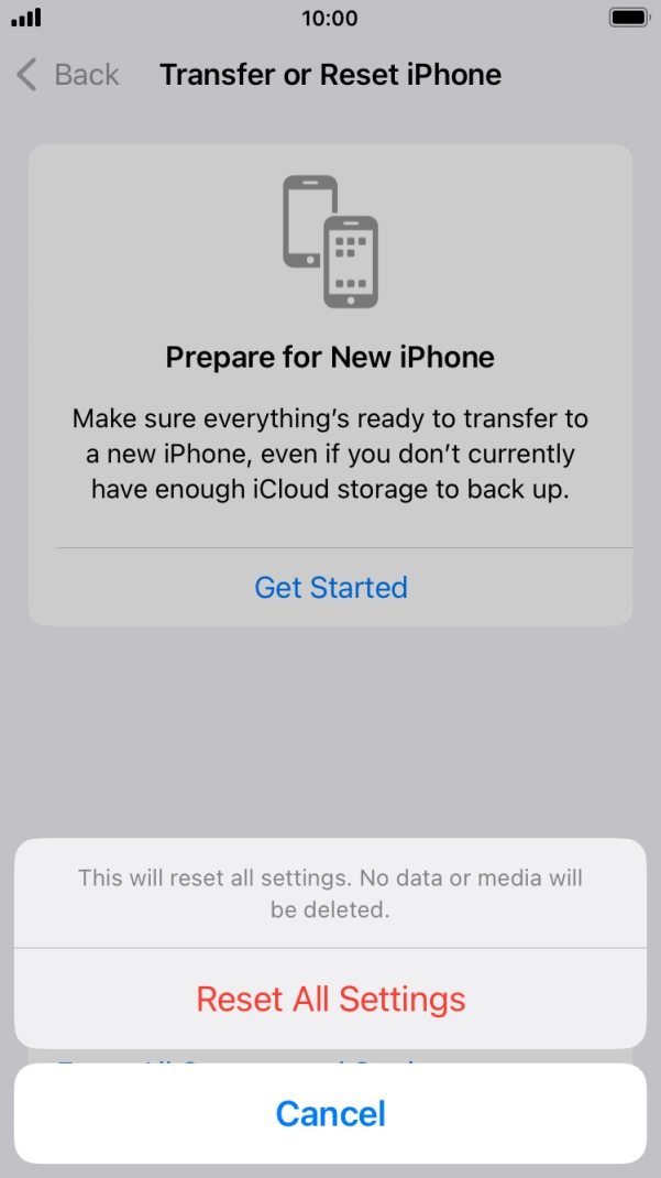 Press Reset All Settings.