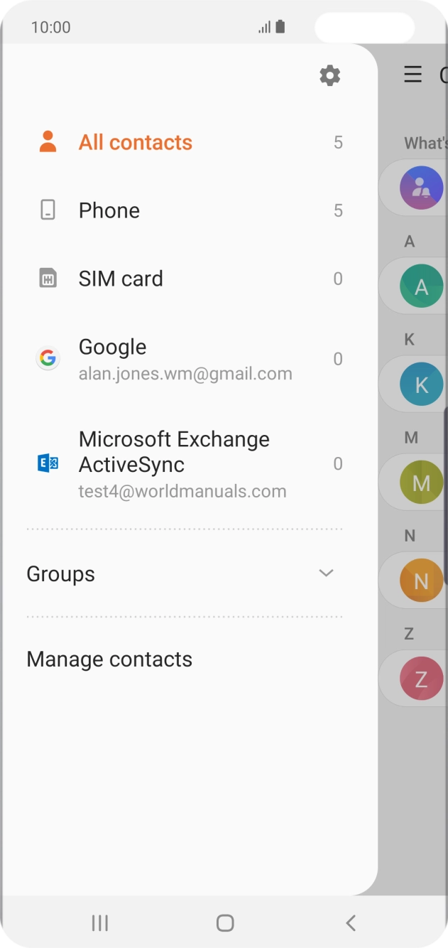 Press Manage contacts.