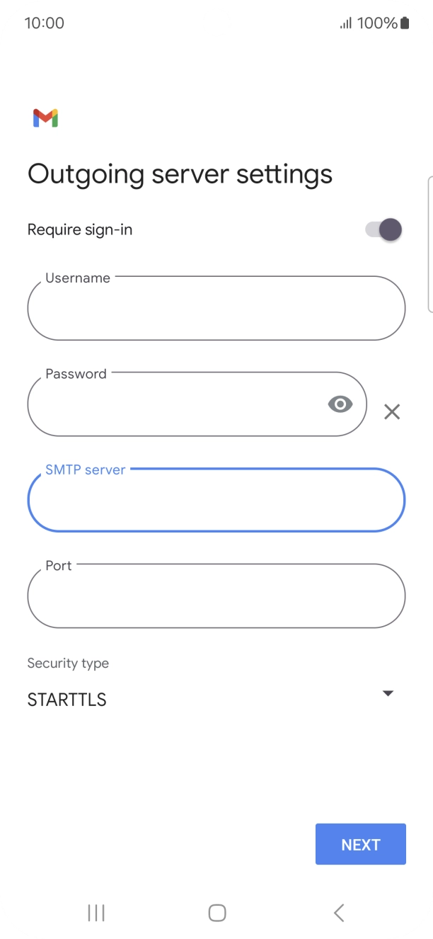 Press the field below 'Port' and key in 587. Press the field below 'Port' and key in 587.