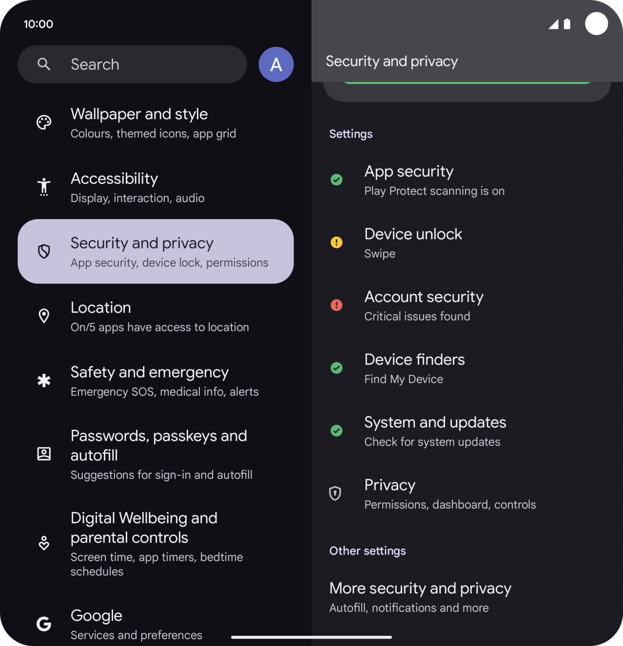 Press More security and privacy.