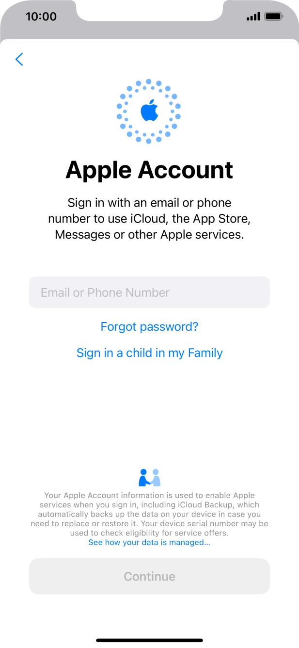 Press Email or Phone Number and key in the username for your Apple ID.