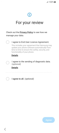 Press the fields next to the required settings to select them.