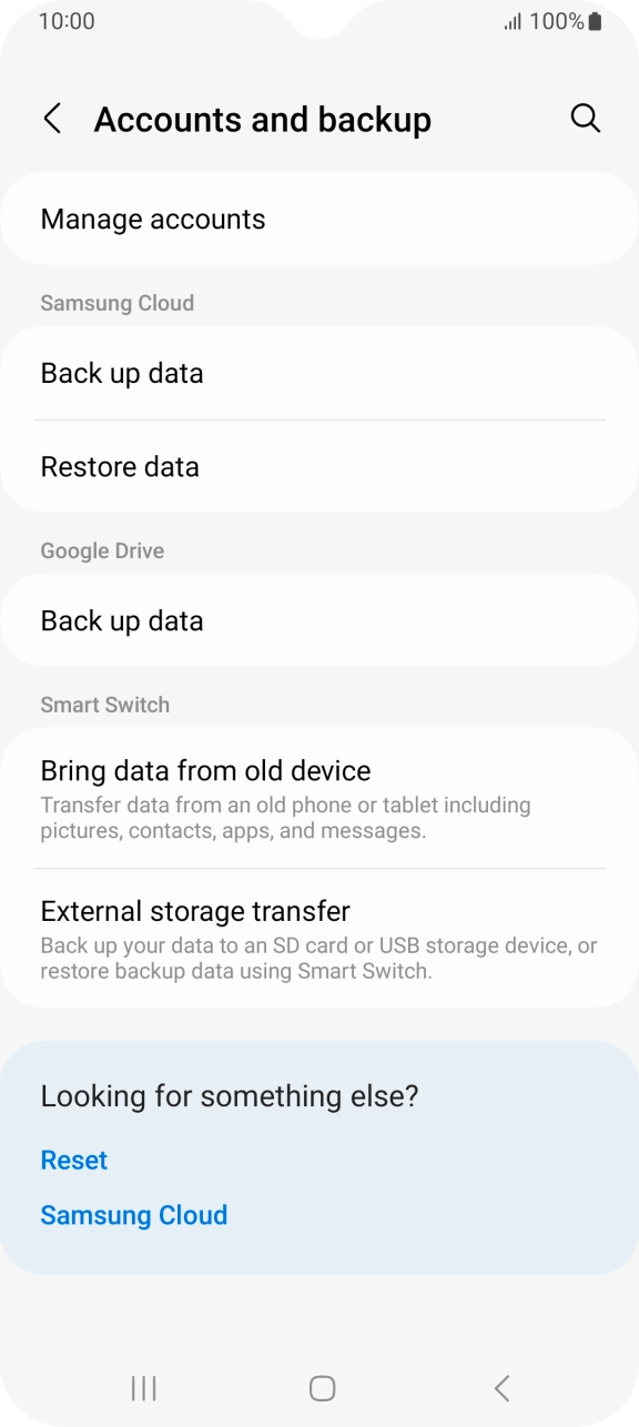 Press Manage accounts. Press Manage accounts.