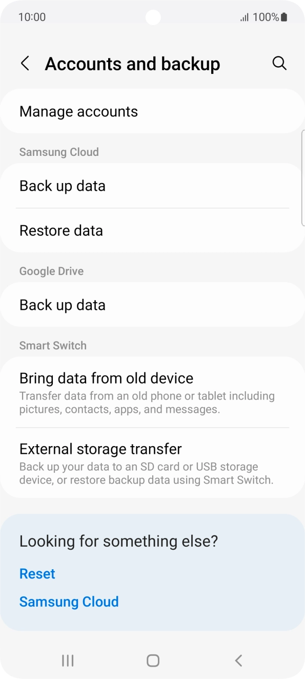 Press Manage accounts. Press Manage accounts.
