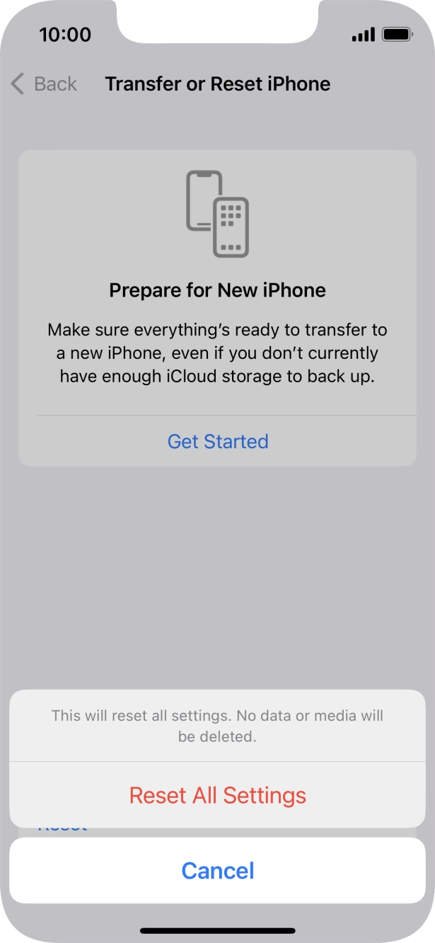 Press Reset All Settings.