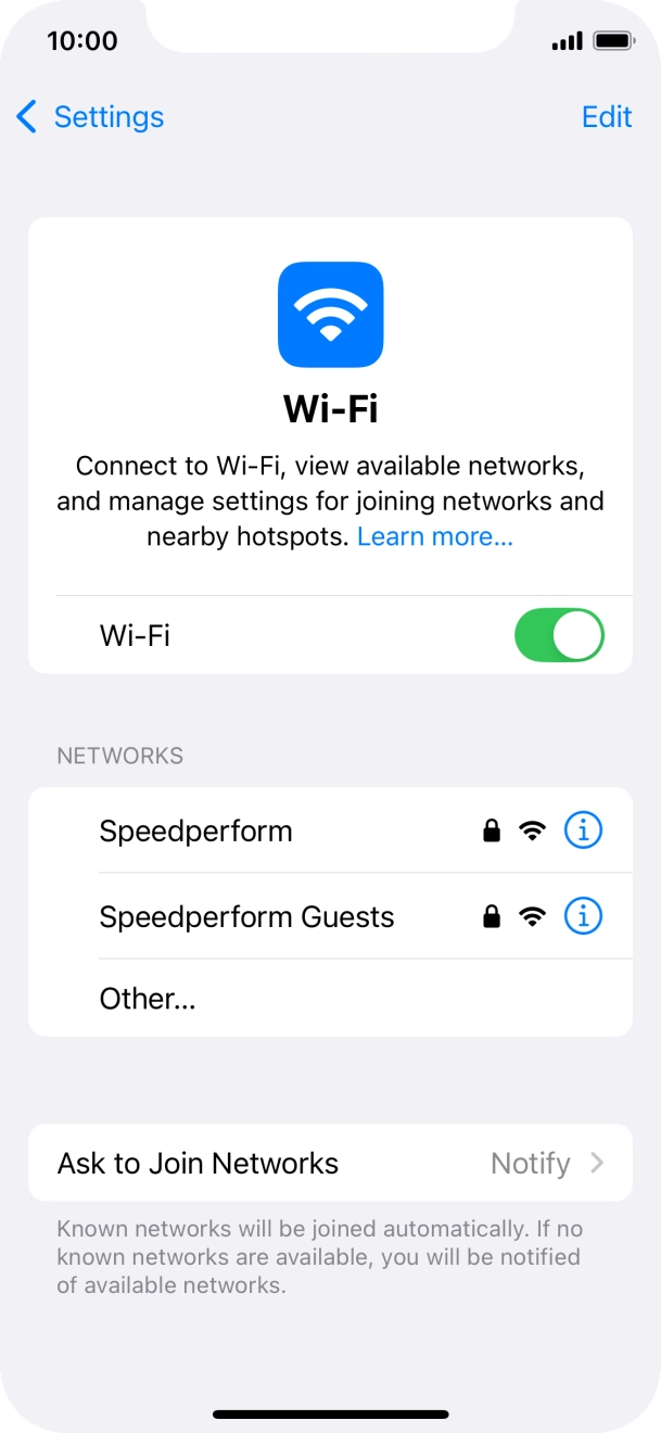 Press the required WiFi network and key in the password for the WiFi network.
