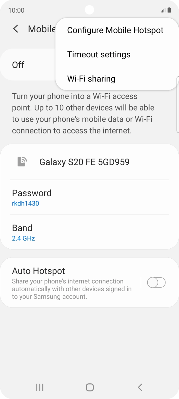 Press Configure Mobile Hotspot. Press Configure Mobile Hotspot.